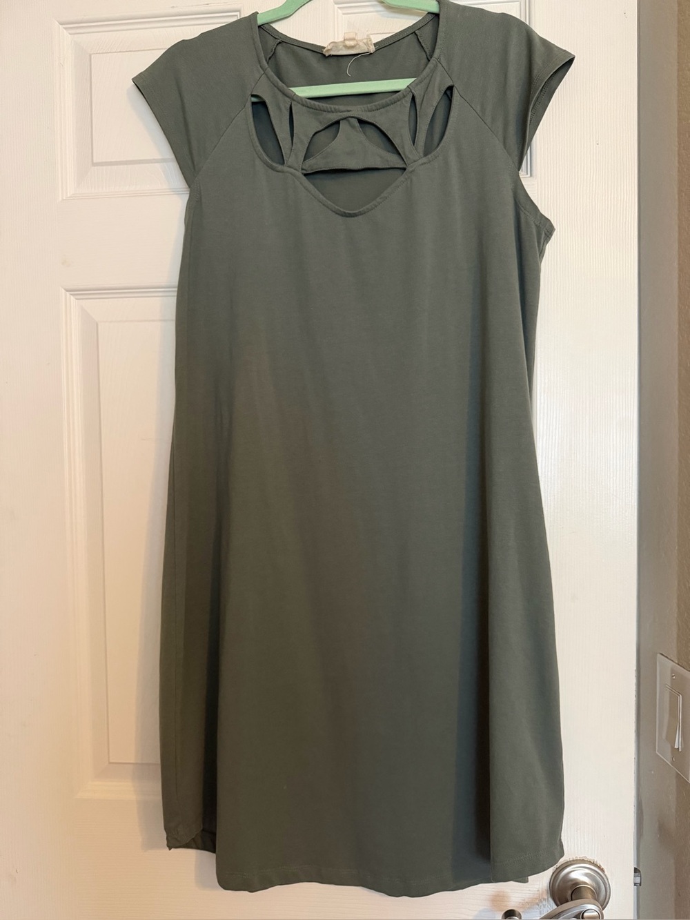 Sage/Olive Green Very Cute Cutout Dress, Like New Cond. Organic Clothing, XL